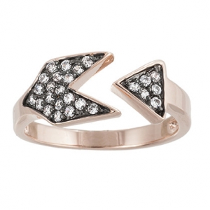 anillo triangulo pave rodio negro enchapado rosado finito